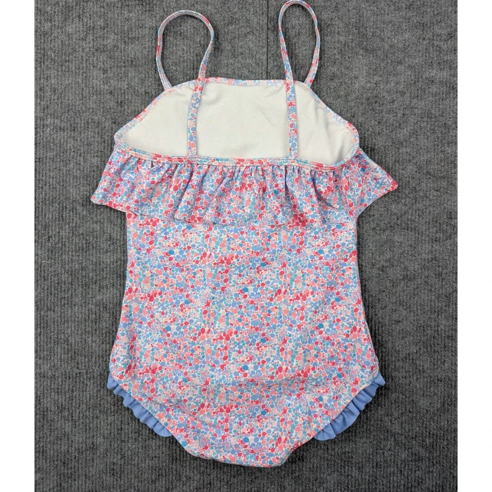 RuffleButts Swimsuit Girls 8 One Piece UPF 50+ Floral Rugged Glitter Shimmer